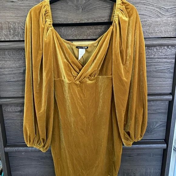 gold velvet mini dress Luna Velvet Mini Dress S main image 0